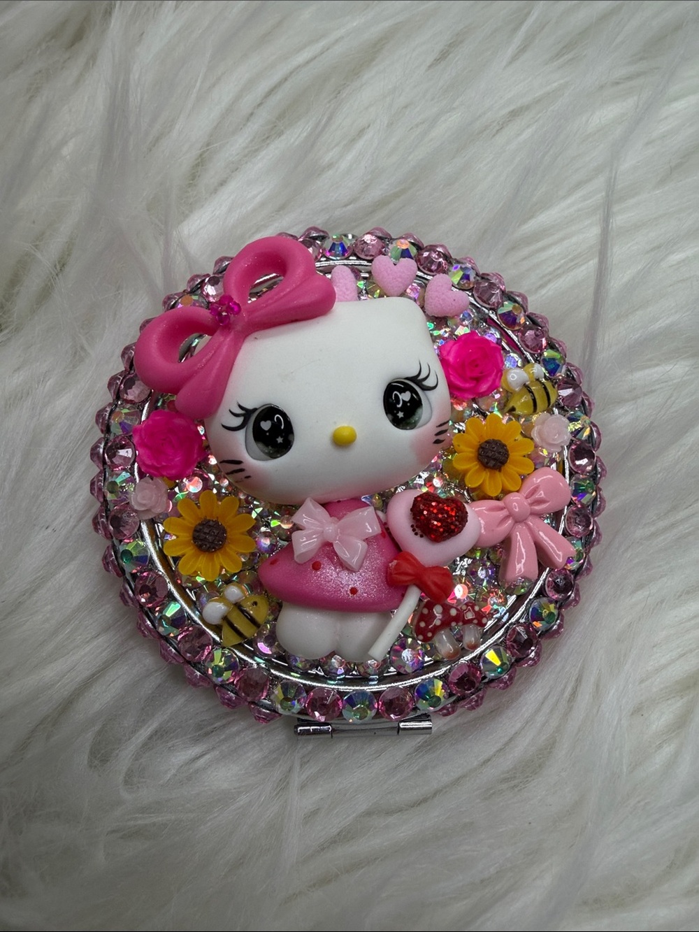 Hello kitty Pink Decorated Compact Mirror with crystals